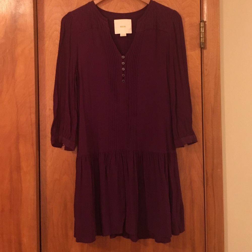 Anthropologie Maeve Plum Drop-waist Dress - M